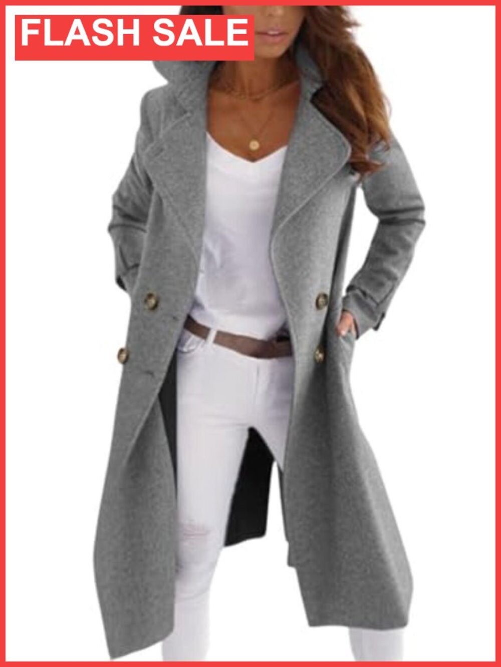 Wool Blend Double Breast Pea Coat Notch Lapel Long Winter Business Jacket